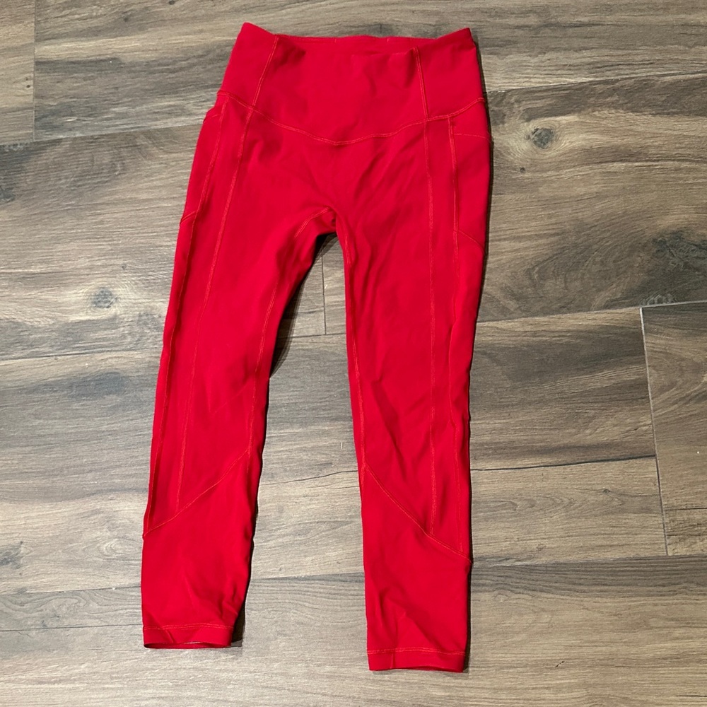 Lululemon All The Right Places Red Crop Leggings
